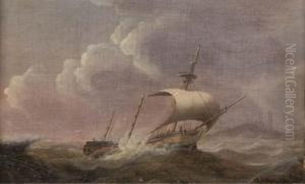 A Dismasted Merchantman Under Jury Rig Off The Coast Oil Painting by Francis Sartorius