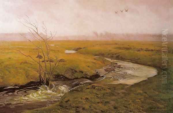 Spring. Stream Oil Painting by Jozef Chelmonski