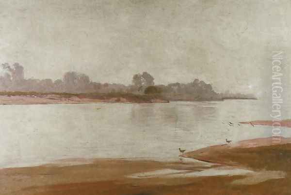 Vistula River Oil Painting by Jozef Chelmonski