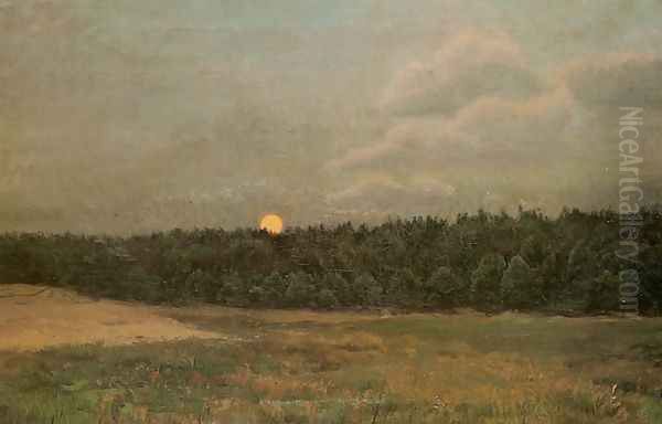 Moonrise Oil Painting by Jozef Chelmonski