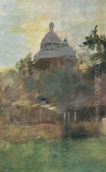 Landscape with a Church Oil Painting by Jozef Chelmonski