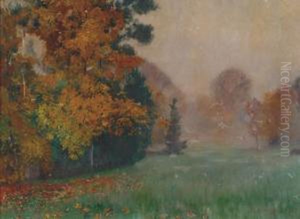 Parkland - A Misty Autumn Day Oil Painting by Philipp Franck