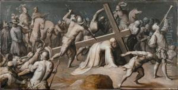 Grisaille With Christ On The Way To Golgotha. Oil Painting by Ambrosius Francken I