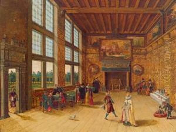 Giochi E Danze Di Societa Nel Salone Di Un Palazzo Rinascimentale Oil Painting by Ambrosius Francken I