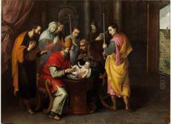 La Circoncision Oil Painting by Ambrosius Francken II