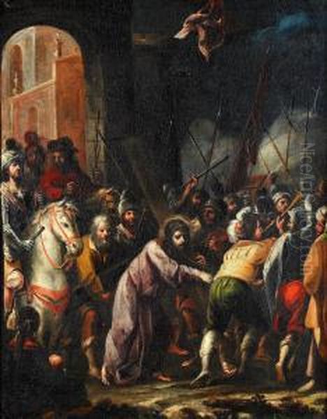 Jesus Barande Korset Oil Painting by Frans I Francken