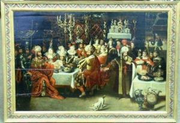 Belshazaar's Feast Oil Painting by Frans I Francken