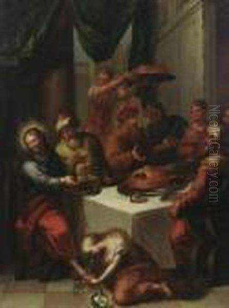 Banquet In Bethany Oil Painting by Frans III Francken