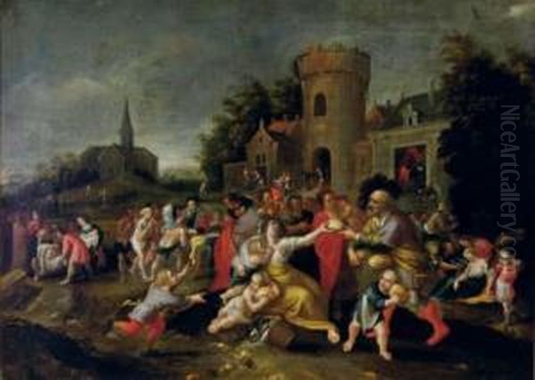 The Seven Acts Of Mercy Oil Painting by Frans III Francken