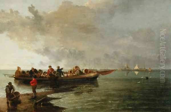 A Barge with a Wounded Soldier Oil Painting by John Crome