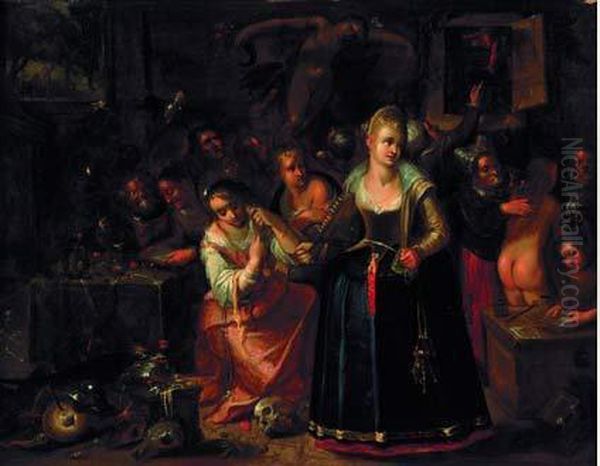 Le Laboratoire De La Sorciere Oil Painting by Hieronymus II Francken