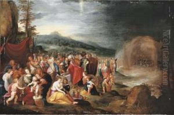 The Israelites After The Crossing Of The Red Sea Oil Painting by Hieronymous III Francken