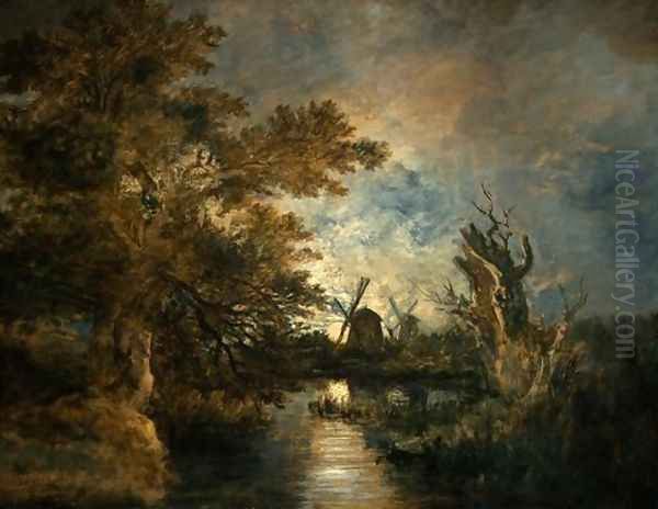 Moonlight on the Yare Oil Painting by John Crome