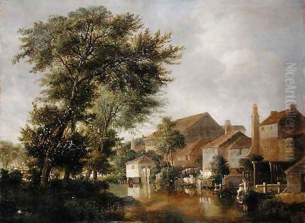 A River Scene, possibly at Norwich, c.1817 Oil Painting by John Crome