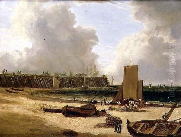 Yarmouth Old Pier Oil Painting by John Crome