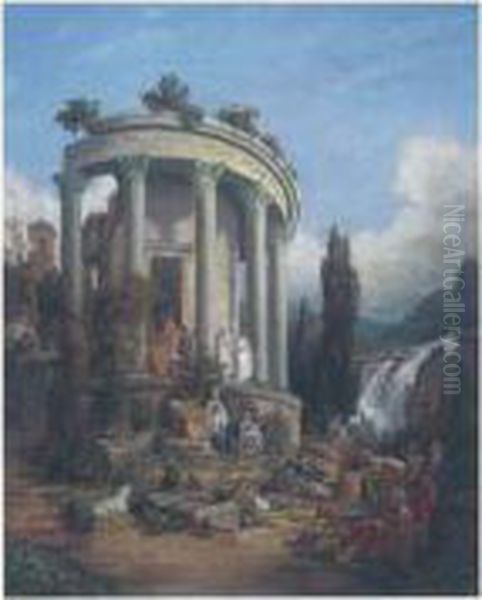 Temple A Tivoli Oil Painting by Pierre-Joseph-Clestin Franois