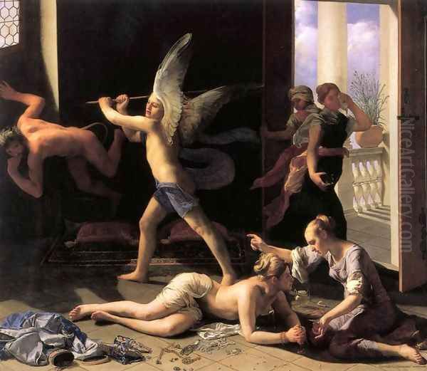 Martha Rebuking Mary for her Vanity after 1660 Oil Painting by Guido Cagnacci