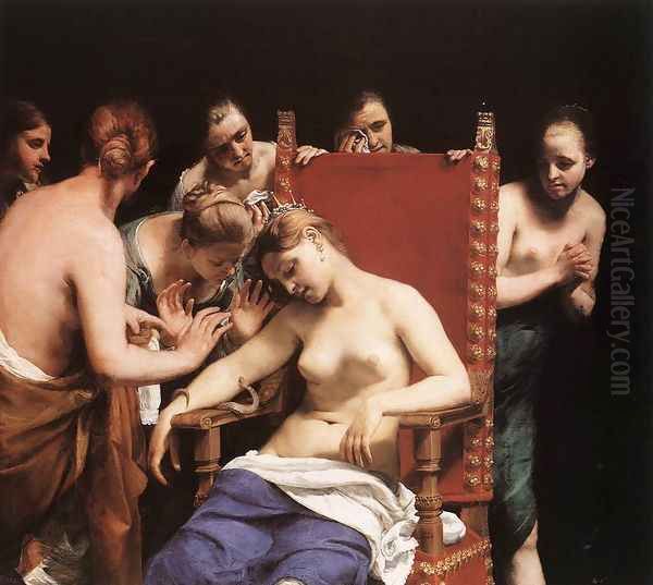 The Death of Cleopatra 1658 Oil Painting by Guido Cagnacci