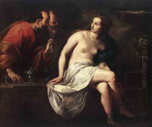 Susanna and the Elders Oil Painting by Guido Cagnacci