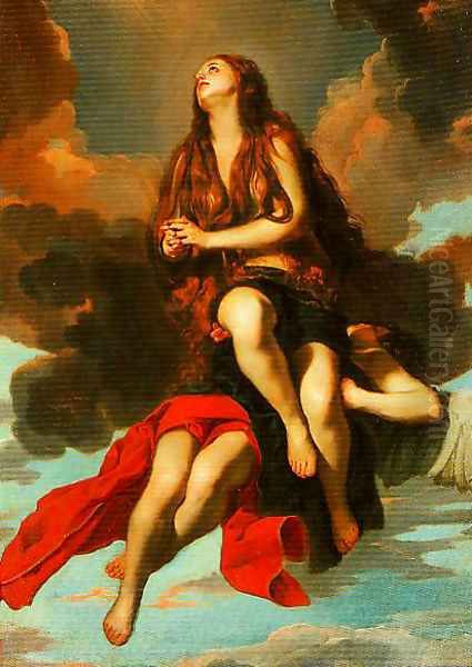 Mary Magdalen Carried to the Heavens by an Angel Oil Painting by Guido Cagnacci