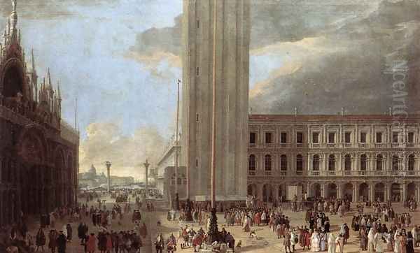 Piazza San Marco with Jugglers Oil Painting by Luca Carlevaris