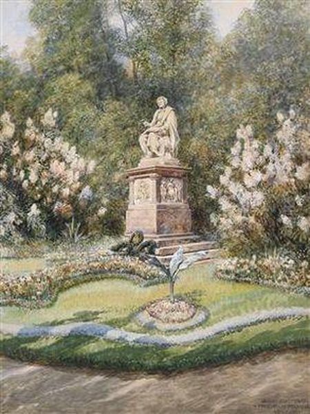 The Schubert Monument In The Stadtpark Oil Painting by Friedrich Frank