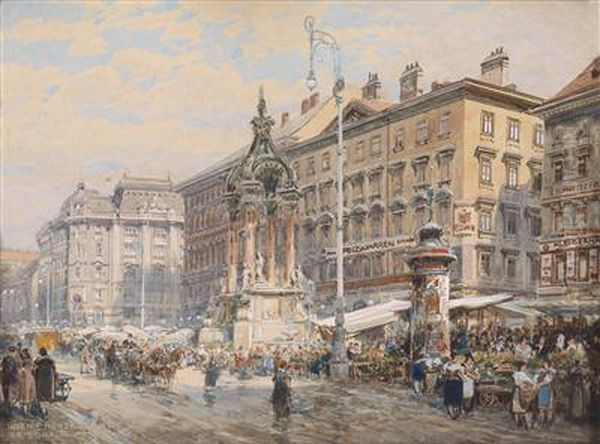 Markttreiben Am Hohen Markt Oil Painting by Friedrich Frank