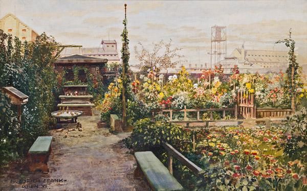 Hausgarten In Der Engerthstrasse In Wien Oil Painting by Friedrich Frank