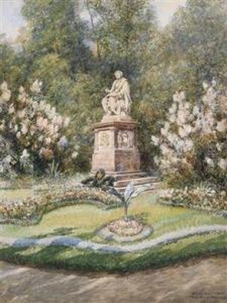 The Schubert Monument In The Stadtpark Oil Painting by Friedrich Frank