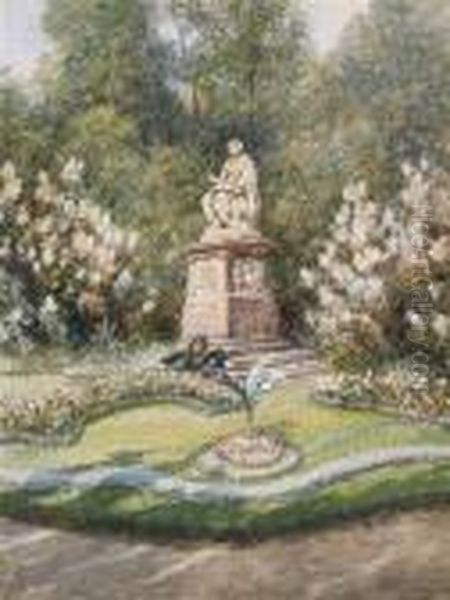 Das Schubertdenkmal Im Stadtpark Oil Painting by Friedrich Frank