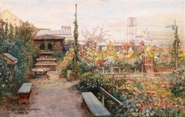 Einhausgarten In Der Engerthstrase Oil Painting by Friedrich Frank