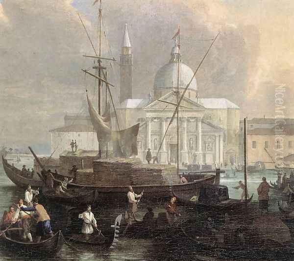 The Sea Custom House With San Giorgio Maggiore (detail) Oil Painting by Luca Carlevaris