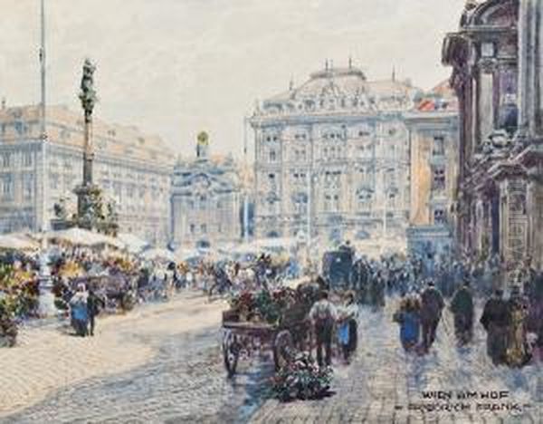 Am Hof In Wien Oil Painting by Friedrich Frank