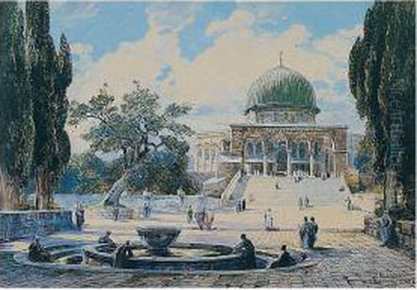 A View Of The Temple Oil Painting by Friedrich Frank