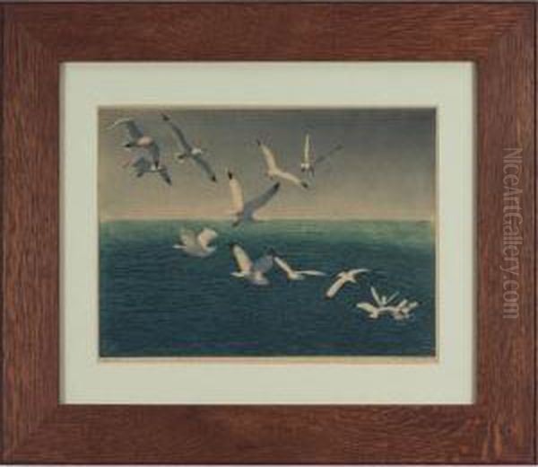 Seagulls At Sea Oil Painting by Hans Frank