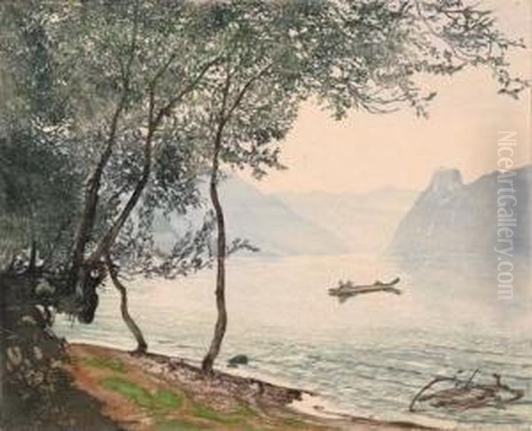 Traunsee Oil Painting by Hans Frank