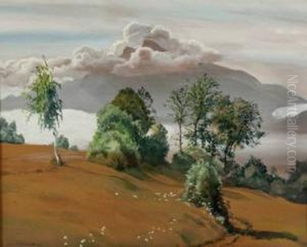 Schafberg Von Mondsee Aus Gesehen Oil Painting by Hans Frank