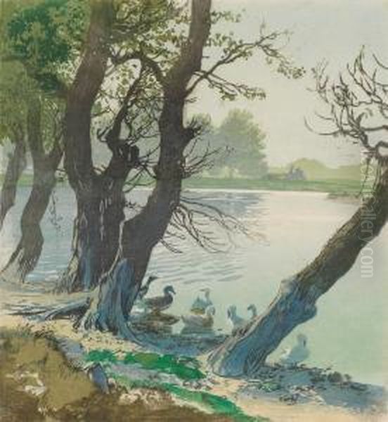 The Old Danube Oil Painting by Hans Frank