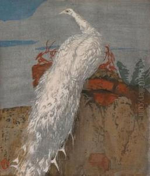 Weiser Pfau Oil Painting by Hans Frank