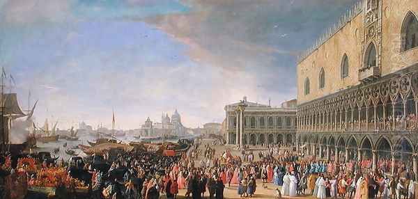 Arrival of the Comte Languet de Gergy at the Palazzo Ducale, Venice, November 1726 Oil Painting by Luca Carlevaris