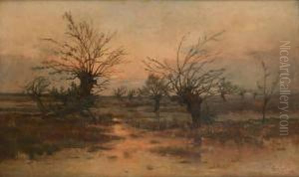 Coucher De Soleil Sur Le Marais Oil Painting by Lucien Frank