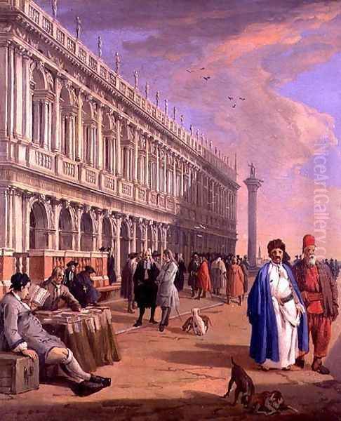 Venice- The Piazzetta with Figures Oil Painting by Luca Carlevaris