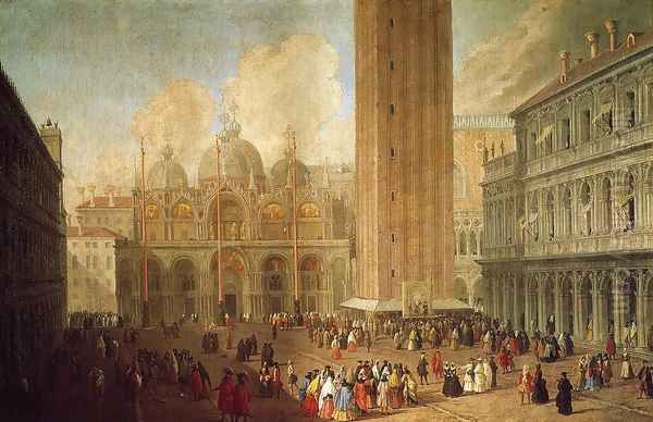 Piazza San Marco, Looking East Oil Painting by Luca Carlevaris