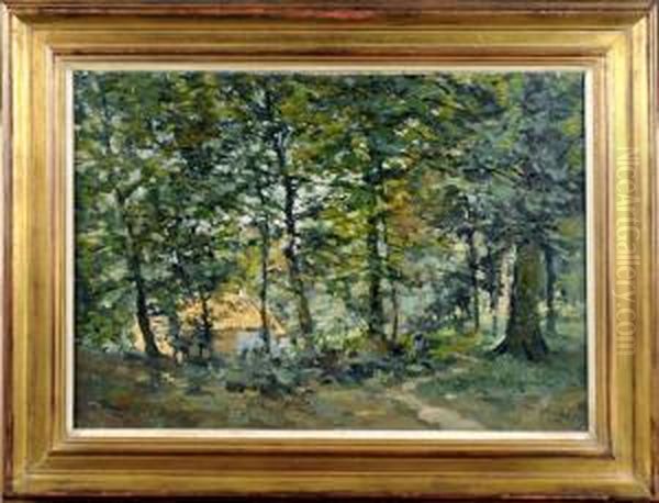 Chaumiere En Foret Oil Painting by Lucien Frank