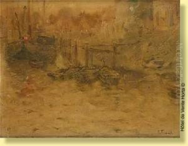 Effet De Brume Sur Le Port Oil Painting by Lucien Frank