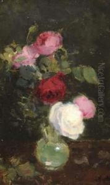 Stilleven Met Rozen Oil Painting by Lucien Frank