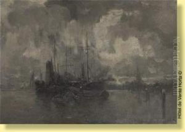 Leverde Brume Sur Le Port Oil Painting by Lucien Frank