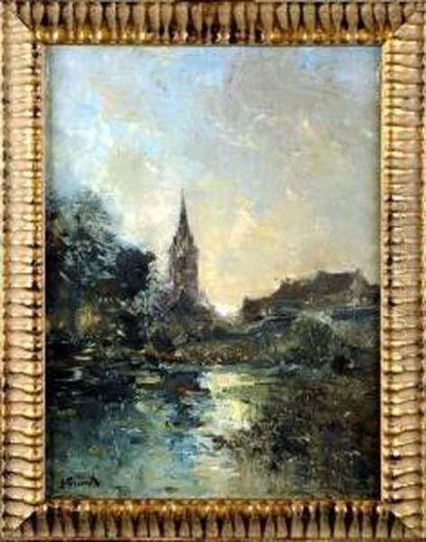 [eglise Dans Le Lointain] Oil Painting by Lucien Frank