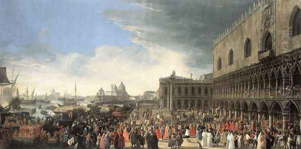 The Reception of Cardinal César d'Estrées 1701 Oil Painting by Luca Carlevaris