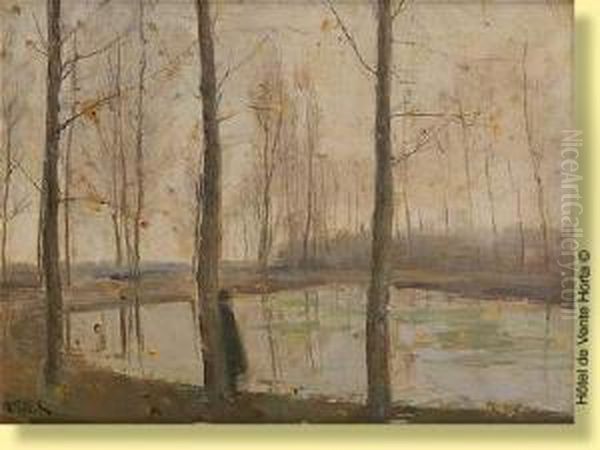 Au Bord De L'etang Oil Painting by Lucien Frank